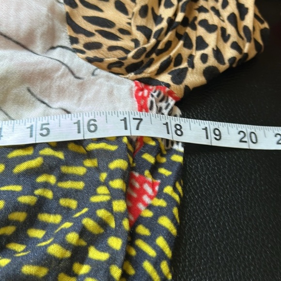 Anthropologie BInk Leopard Patchwork Blouse Wrap Top Tie Closure Shirt Sz XS - Picture 11 of 11